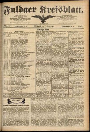Zweite Ausgabe vom Mittwoch, den 07. September 1904.
