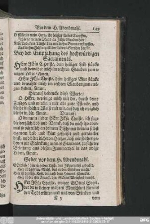 Bey der Empfahlung des hochwürdigen Sacraments.