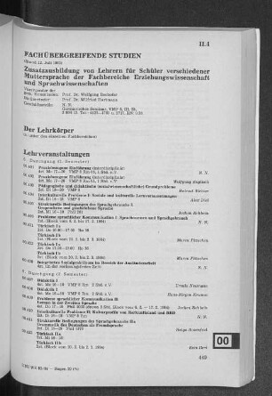 II.4 Fachübergreifende Studien