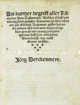Ein kurzer Begriff aller Könige des Alten Testaments