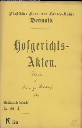 Klocke, Jobst zu Röntorf gegen Berend Meier zu Welstorf - Schuldforderung