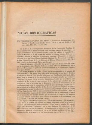Universidad Católica del Perú: Instituto de Investigaciones Históricas. Cuaderno de Estudio. Tomo 1, No. 2