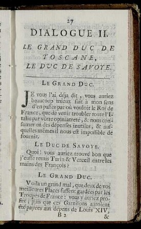 Dialogue II. Le Grand Duc De Toscane, Le Duc De Savoye.