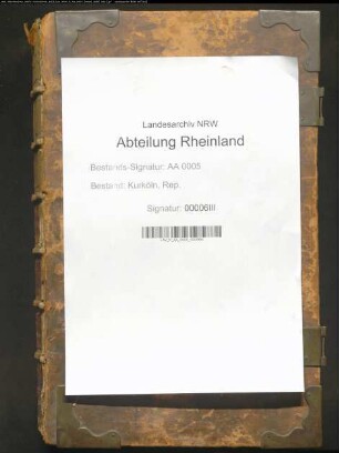 Realregister für das kurkölnische Archiv zu Bonn Band 3