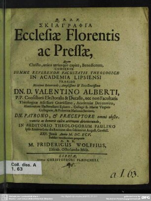 Skiagraphia ecclesiae florentis ac pressae