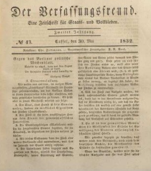 № 43. Cassel, den 30. Mai 1832.