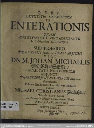 Disputatio metaphysica de enterationis