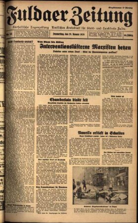 Ausgabe vom Donnerstag, den 19. Januar 1939.