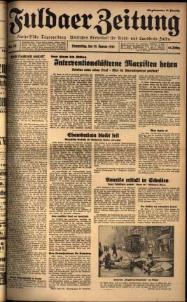 Ausgabe vom Donnerstag, den 19. Januar 1939.