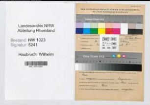 Entnazifizierung Wilhelm Haubruch , geb. 30.04.1908 (Verw.Inspektor)