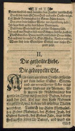 II. Die getheilte Liebe, oder Die gedoppelte Ehe.