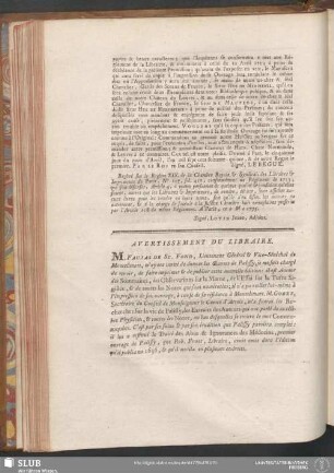 Avertissement Du Libraire
