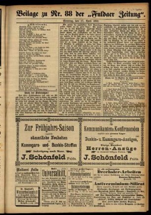 Zweite Ausgabe vom Sonntag, den 17. April 1892.