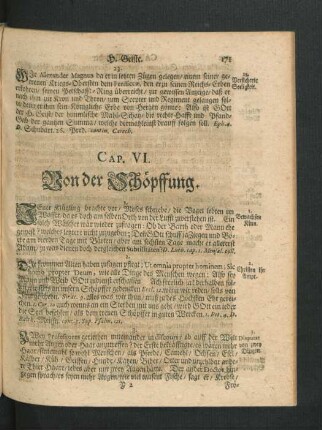 Cap. VI. Von der Schöpffung.