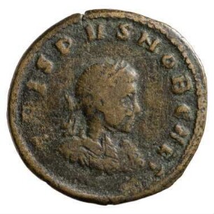 Münze, Follis, Aes 3, 317 n. Chr.
