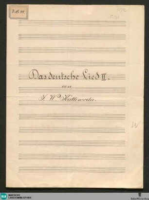 Deutsches Lied - JWK Mus.Ms. 263 : Coro maschile; C; StrK WoO 8.06