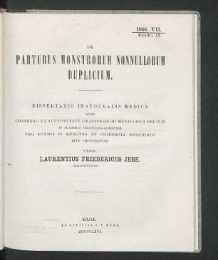 De Partubus Monstrorum Nonnullorum Duplicium.