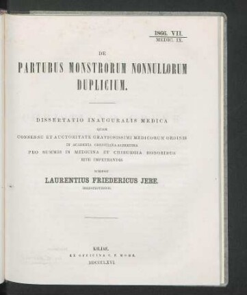 De Partubus Monstrorum Nonnullorum Duplicium.