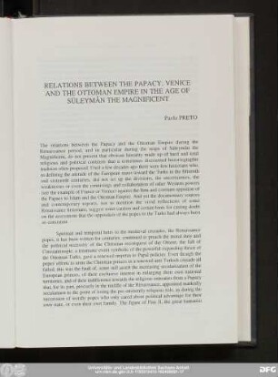 Relations Between The Papacy, Venice And The Ottoman Empire In The Age Of Süleymân The Magnificent Paolo Preto