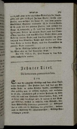 Zehnter Titel. De bonorum possessionibus.