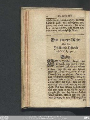 Die andere Rede über die Paßions-Historie Ioh. XVIII, 15. - 27.