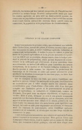 VI. Création d'une grande compagnie