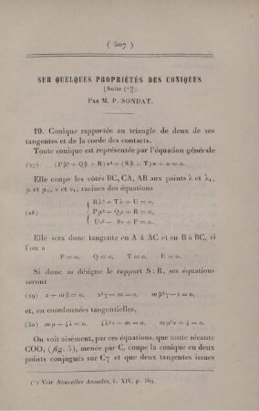 Sur quelques propriétés des coniques. [Fortsetzung]