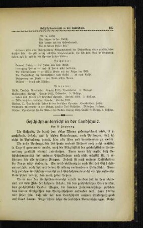 Geschichtsunterricht in der Landschule