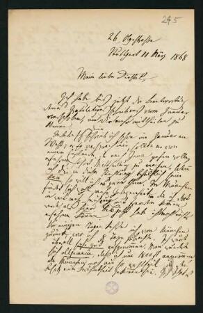 61-64, Brief vom 11. März 1868