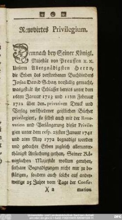 Renovirtes Privilegium.