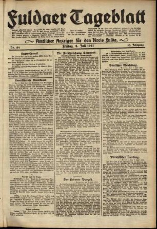 Ausgabe vom Freitag, den 08. Juli 1921.
