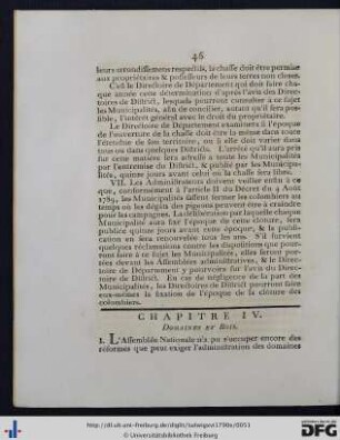 Chap. IV. Domaines et Bois.