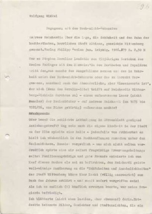 [W170]: Begegnung mit dem Noch-nicht-Bekanntem : "Andreas Meinhardi: Über die Lage, die Schönheit und den Ruhm der hochberühmten, herrlichen Stadt Albions, gemeinhin Wittenberg genannt." : Verlag Philipp Reclam jun. Leipzig. 1986. 279 S. 2,50 M