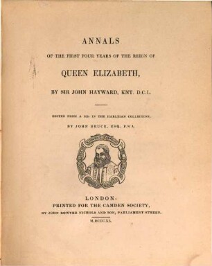 Annals of the first four years of the reign of Queen Elizabeth