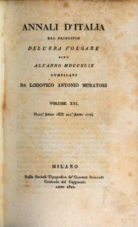 Annali d'Italia dal principio dell'era volgare sino all'anno MDCCXLIX, 16. Dall'anno 1653 all'anno 1724