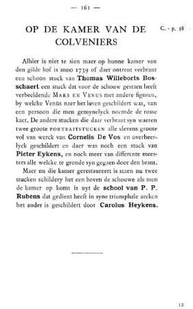 Op De Kamer Van De Colveniers