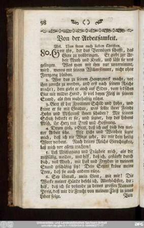 Von der Arbeitsamkeit.