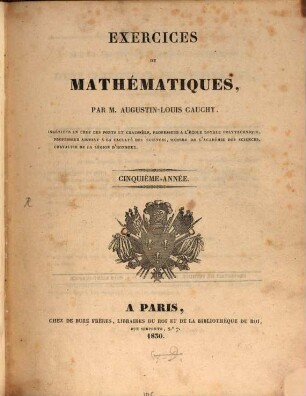 Exercices de mathématiques. 5, 5. 1830