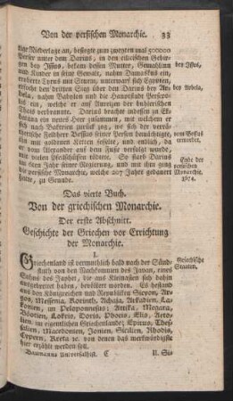 Das vierte Buch. Von der griechischen Monarchie.
