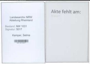 Entnazifizierung Selma Kemper , geb. 14.04.1873 ()