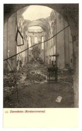 Nummerierte Kriegs-Erinnerungs-Karte: Nr. 3: Zonnebeke (Kircheninneres)