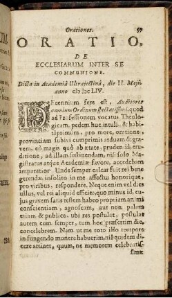 Oratio, De Ecclesiarum Inter Se Communione.