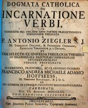 Dogmata catholica de incarnatione verbi