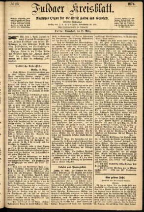 Ausgabe vom Samstag, den 21. März 1874.