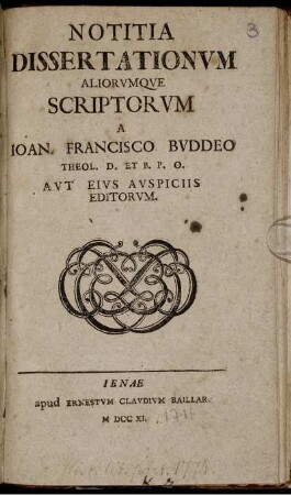 Notitia Dissertationum Aliorumque Scriptorum