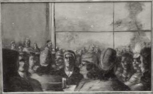 Kaffeehaus mit großem Fenster : Völker, Karl: Kaffeehaus mit großem Fenster. Öl. um 1936. Halle: Privatbesitz