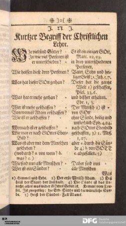 Kurtzer Begriff der Christlichen Lehre.