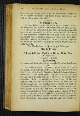 Lessings sittliches Ideal und die christliche Schule