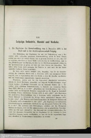 XIII. Leipzigs Industrie, Handel und Verkehr