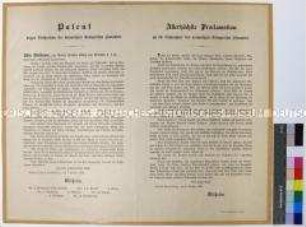 Patent und Proklamation von Wilhelm König von Preußen zur Annexion des Königreichs Hannover